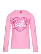 Tshirt Tops T-shirts Long-sleeved T-Skjorte Pink Barbie