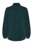 Crepe Peasant Sleeve Overshirt Tops Overshirts Green Scotch & Soda