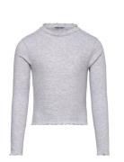 Cropped Rib Longsleeve Tops T-shirts Long-sleeved T-Skjorte Grey Tom T...