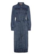 Belted Denim Shirtdress Maxikjole Festkjole Blue Lauren Ralph Lauren