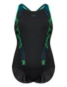 Womens Placement Laneback Sport Swimsuits Black Speedo