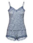 Pj Cami Short Viscose Matisse Pyjamas Nattøj Blue Hunkemöller