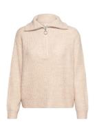 Onlbaker L/S Zip Pullover Knt Noos Tops Knitwear Jumpers Beige ONLY