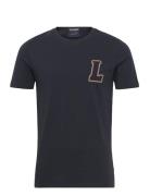 Appliqué Logo Tee Tops T-Kortærmet Skjorte Navy Lindbergh