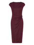 Ring-Trim Jersey Cap-Sleeve Dress Dresses Evening Dresses Burgundy Lau...