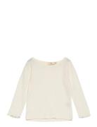 Pointelle Junior Ls Tee Tops T-shirts Long-sleeved T-Skjorte Cream Cop...