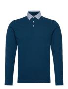 Woven Collar Ls Tops Polos Long-sleeved Blue Hackett London