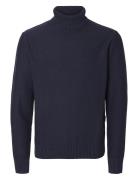 Slhaxel Ls Knit Roll Neck W Tops Knitwear Turtlenecks Navy Selected Ho...