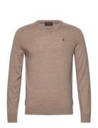 Merino Vneck Tops Knitwear V-necks Beige Morris