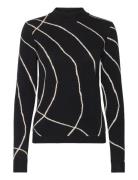 Objray L/S Knit Pullover Aop Tops Knitwear Jumpers Black Object