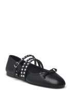 Studded Ballet Flats With Straps Ballerinasko Ballerinaer Black Mango