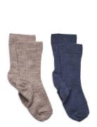 Sock 2 P Wool Knit Socks & Tights Socks Navy Lindex