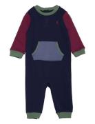 Color-Blocked Fleece Coverall Langærmet Body Navy Ralph Lauren Baby