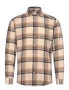 Checked Brushed Shirt L/S Tops Shirts Casual Beige Lindbergh