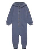 Wool Baby Suit W. Hood Outerwear Fleece Outerwear Fleece Suits Blue Mi...