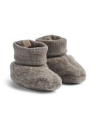 Wool Fleece Booties Lei Slippers Hjemmesko Brown Wheat