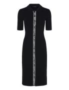 Sslv Logo Knit Dress Knælang Kjole Black Karl Lagerfeld