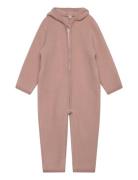 Pram Suit Wool Fleece  Outerwear Fleece Outerwear Fleece Suits Pink Hu...