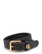 Logo-Keeper Leather Belt Bælte Black Lauren Ralph Lauren