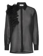 Cmbluebell-Frill-Shirt Tops Shirts Long-sleeved Black Copenhagen Muse