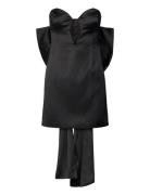 Eleni Bow Back Satin Dress Kort Kjole Black Bardot