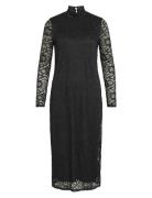 Vidida L/S High Neck Midi Lace Dress/Ka Knælang Kjole Black Vila