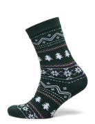 The Fine Snowflake Socks Lingerie Socks Regular Socks Khaki Green Chri...