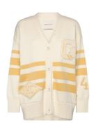 Gant Varsity V-Neck Cardigan Tops Knitwear Cardigans Cream GANT