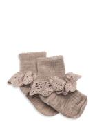 Lea Socks - Lace Sokker Strømper Beige Mp Denmark