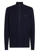 Herringb Structure Zip Thru Tops Knitwear Full Zip Jumpers Navy Tommy ...