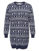 Carxmas Winter Ls O-Neck Dress Knt Knælang Kjole Navy ONLY Carmakoma