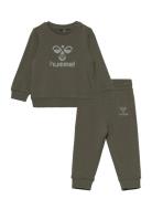 Hmlarine Crewsuit Sets Sweatsuits Khaki Green Hummel