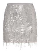 Onlspacy Short Sequins Skirt Wvn Kort Nederdel Silver ONLY