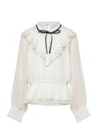 Blouse White With Bow Tops Blouses & Tunics White Lindex