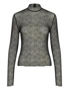 Laiagz Lace Blouse Tops Blouses Long-sleeved Black Gestuz