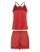 Pcanovi Satin Nightwear Set Top Red Pieces