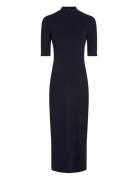 Slim 5X2 Rib Midi Dress 1/2 Maxikjole Festkjole Navy Tommy Hilfiger