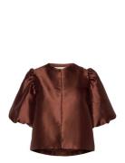 Cleo Pouf Sleeve Blouse Designers Blouses Short-sleeved Brown Malina