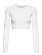 Ribbed Crop Long Sleeve Sport Crop Tops Long-sleeved Crop Tops White A...