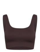 Ribbed Seamless Bra Lingerie Bras & Tops Sports Bras - All Brown Aim´n