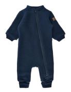 Wool Suit W Rib Outerwear Fleece Outerwear Fleece Coveralls Navy Mikk-...