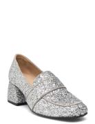 Loafer Shoes Heels Heeled Loafers Silver ANGULUS