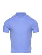 Cropped Rib T-Shirt Tops T-shirts Turtleneck Blue Tom Tailor