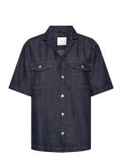 Cotton Linen Denim Shirt Tops Shirts Denim Shirts Blue Mango