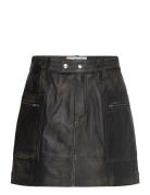 Slfnana Mw Mini Leather Skirt Skirts Short Skirts Black Selected Femme