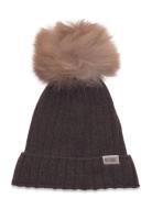Hat Knit W. Alpaca Pompom Accessories Headwear Hats Winter Hats Brown ...