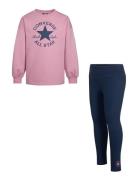 Converse Crewneck And Leggings Set Sets Sets With Long-sleeved T-shirt...