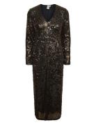 Yaspio Ls Sequin Long Dress - Show Knælang Kjole Brown YAS