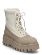 Flatform Lace Up Boot Padded Shoes Wintershoes Beige Calvin Klein