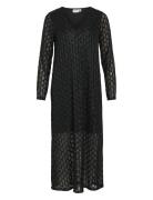 Vizalma V-Neck L/S Midi Dress/R Maxikjole Festkjole Black Vila